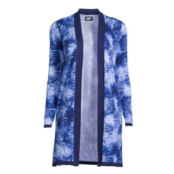 Lands End Womens Fine Gauge Cotton Long Open‎ Cardigan Sweater ST Small Tall NWT - Picture 3 of 14